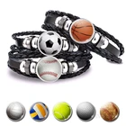 Футбольный баскетбольный браслет, спортивный мяч, бейсбольный винтажный черный классный браслет в стиле панк, мужской подарок, Прямая поставка