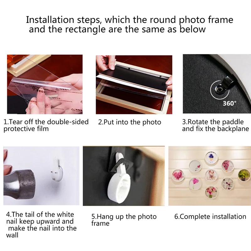 

Round Photo Frame DIY Wooden Photo Frames Wall Mounted Hanging Picture Frames Gifts Cadre Photo Murale Living Room Decor