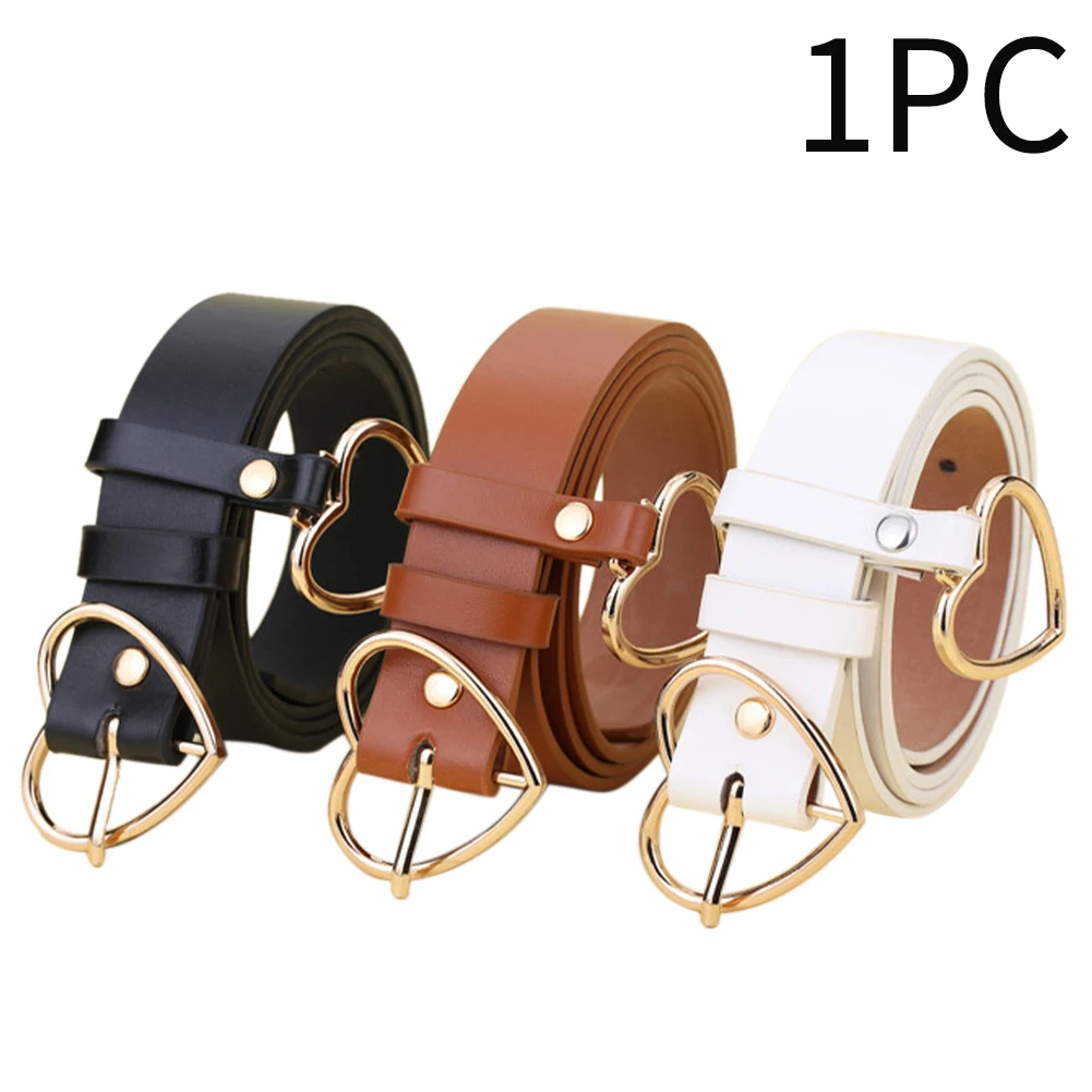 

Women PU Leather Fashion Cute Accessories Casual Waist Belt Soft Outdoor Adult Gift With Heart Shape Buckle For Jeans Pants Wide