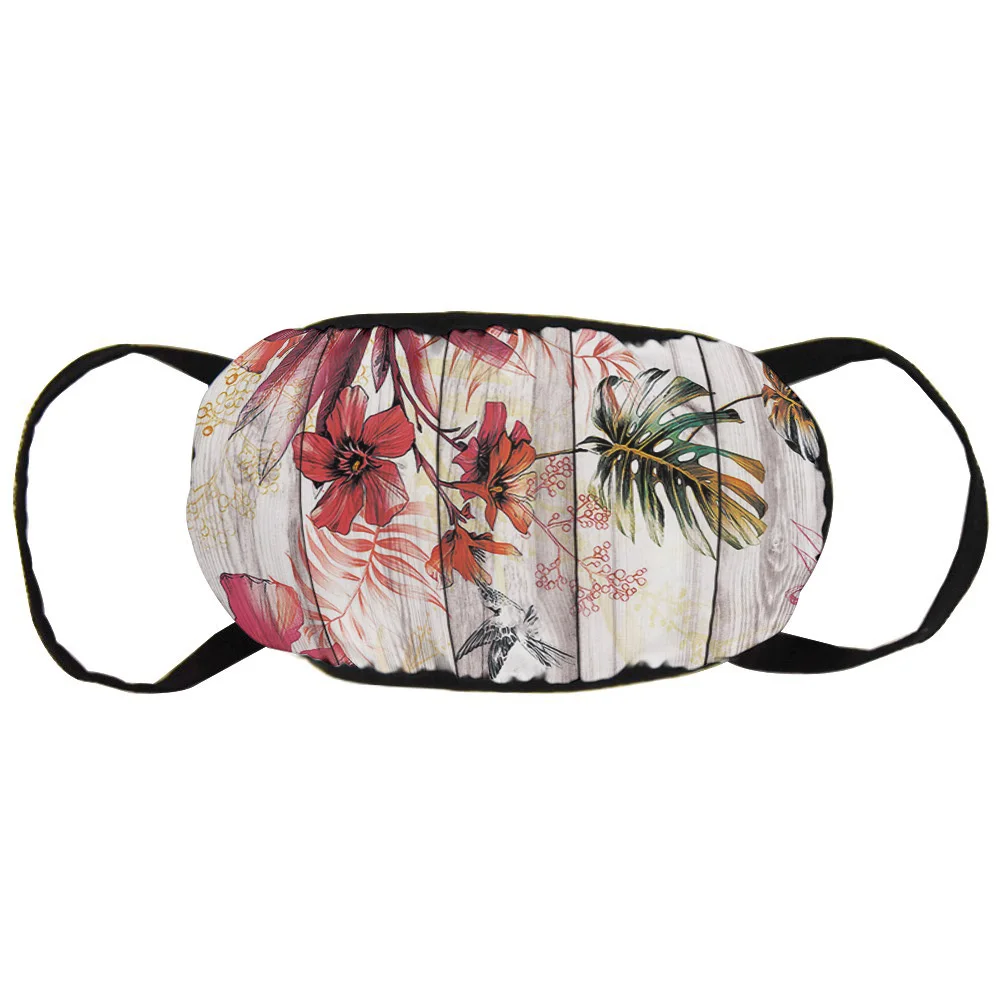 Cotton Dust Mask Vintage Wood Red Flowers Printed Face Warm Winter Dustproof Boys Girl Men Custom | Аксессуары для одежды