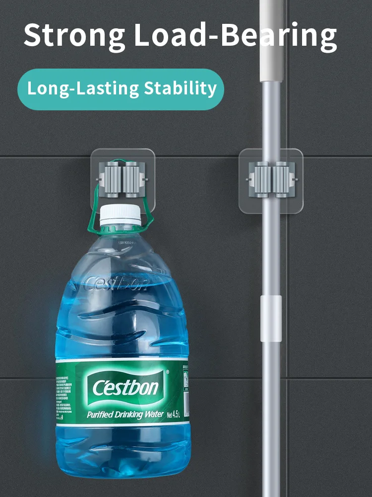 

JOYBOS Wall Hooks Mop Hook Free Punch Strong Viscose Wall Hanging Household Seamless Storage Mop Clip BathroomHanging Mop Holder