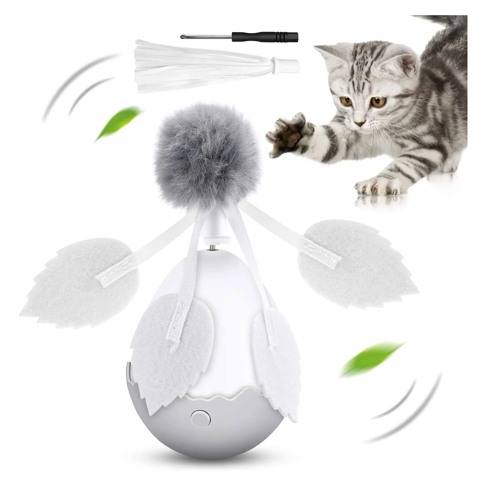 Smart Electronic Cat Toy Interactive Automatic Rotating  360° Self-Rotation Balanced Running Pet Cat Funny Feather Toy Cat Stick