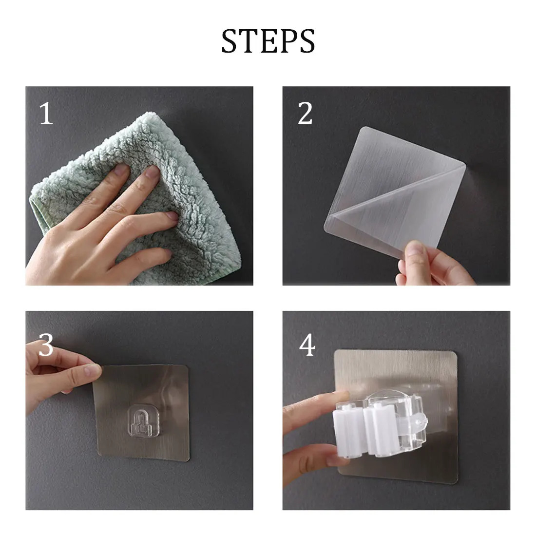 

Mop Holder Multi-Purpose Hooks Wall Mounted Organizer Rack Broom Hanger Hook Kitchen bathroom Waterproof Hook Self-Adhesive