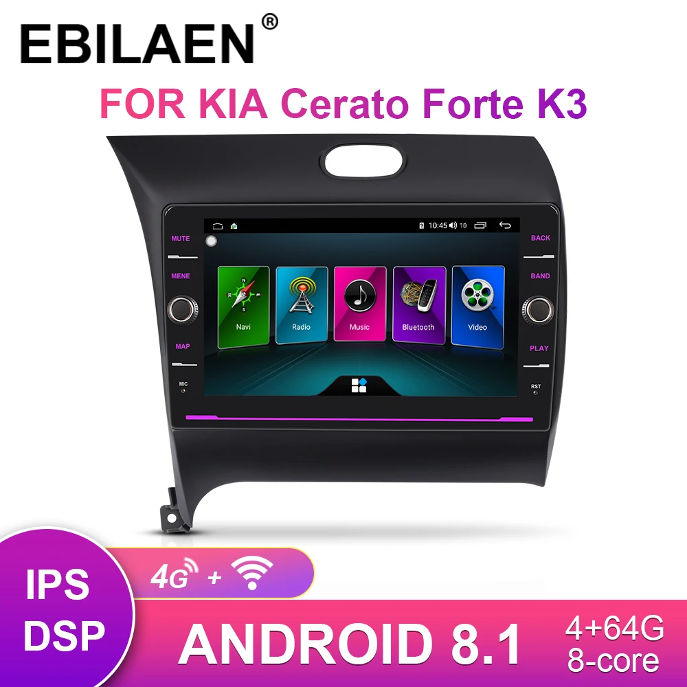 Автомобильный мультимедийный Dvd gps плеер EBILAEN для KIA Cerato Forte 2012- 2Din Android 8,1 Авто Радио Навигация магнитофон K3