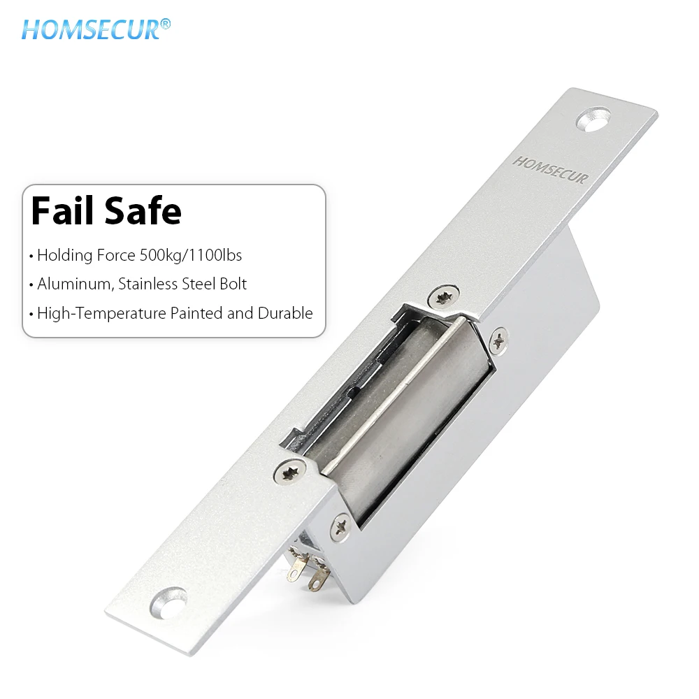 

HOMSECUR Stainless 12V Electric Lock Door Closed When Power On For Video Doorphone System