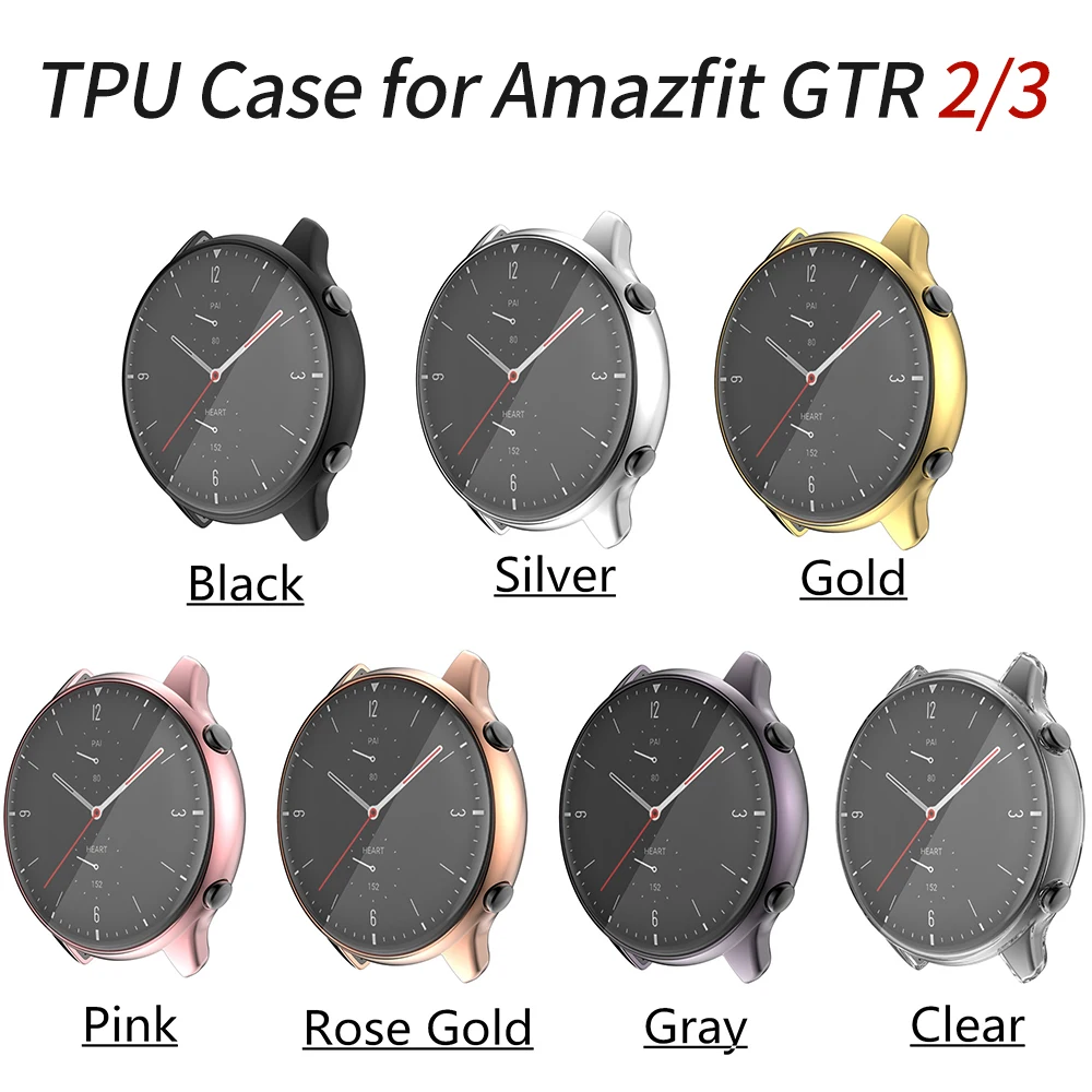 Screen Protector Flexible Cover for Huami Amazfit GTR 4 3 2 2e Watch Case for GTR3 Pro Bumper Soft TPU Scratch-resistant Shell