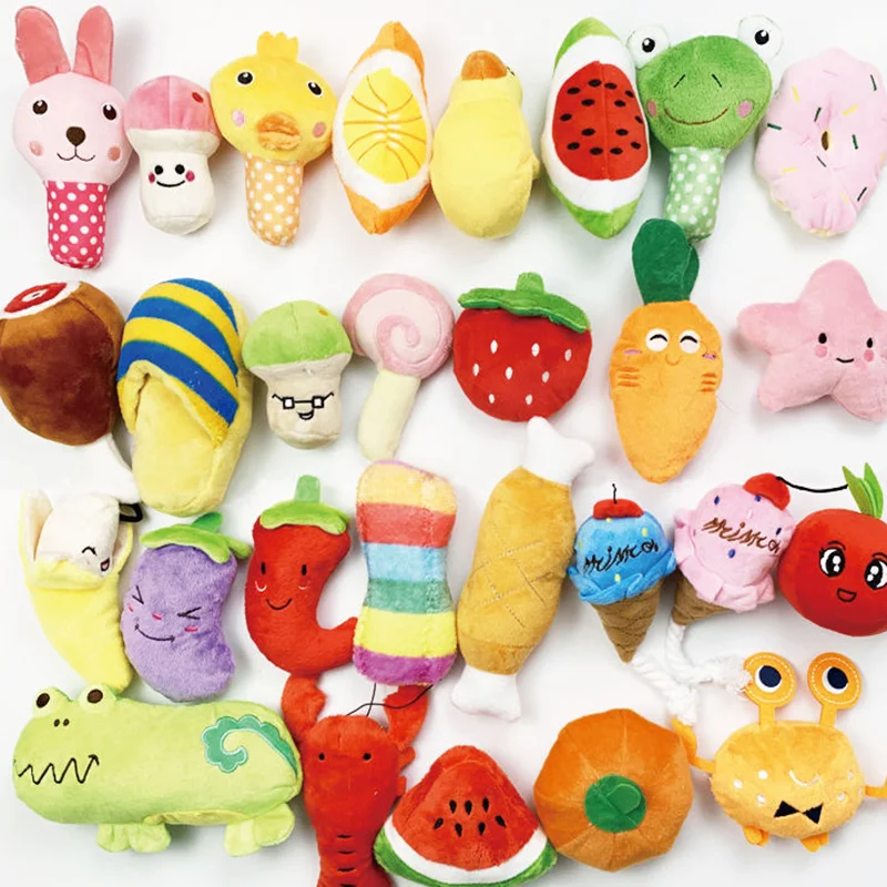 

2 pc Plush Dog Cat Toys Bite-Resistant Clean Dog Chew Puppy Training Toy Soft Banana Carrot And Vegetable Pet Supplies