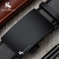 jifanpaul brand mens leather genuine belt black fashion alloy luxury automatic buckle youth leather simple business mens belt