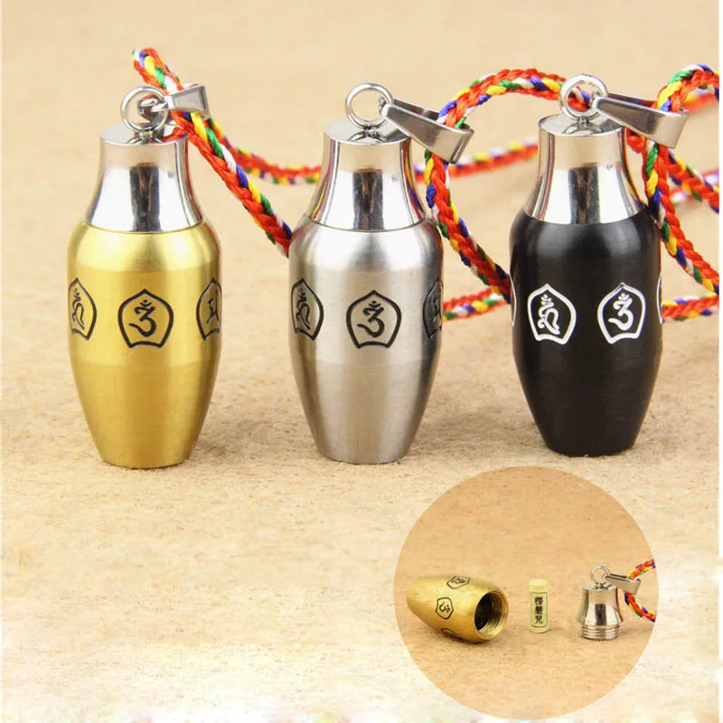 Буддизм шесть слов ожерелье с мантрами открывающаяся бутылка кулон для мужчин