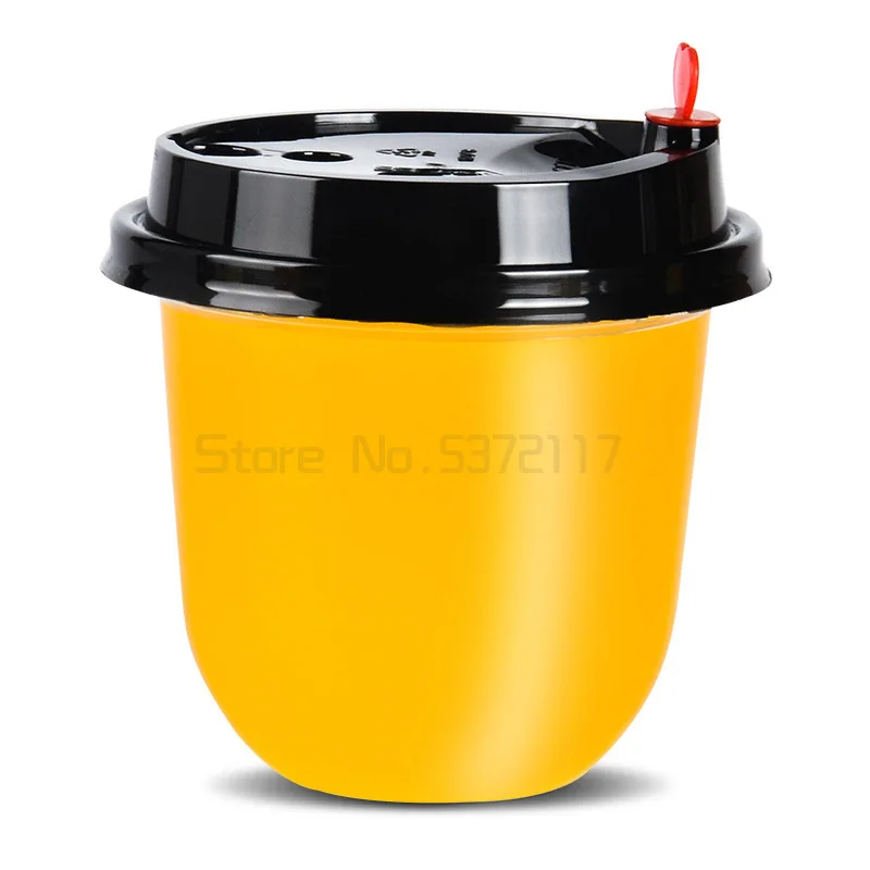 

360 мл мини прозрачная U-образная Одноразовая чашка для холодных напитков, креативные пластиковые чашки с крышкой для домашних животных, фрук...