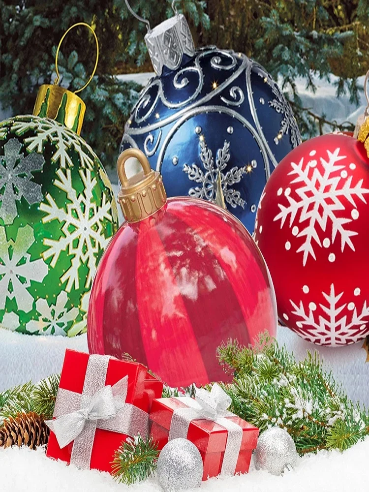 

60cm Christmas Balls 2021 New Year Party Gift Xmas Decor Christmas Tree Decorations PVC Inflatable Balloon Toys for Home Outdoor