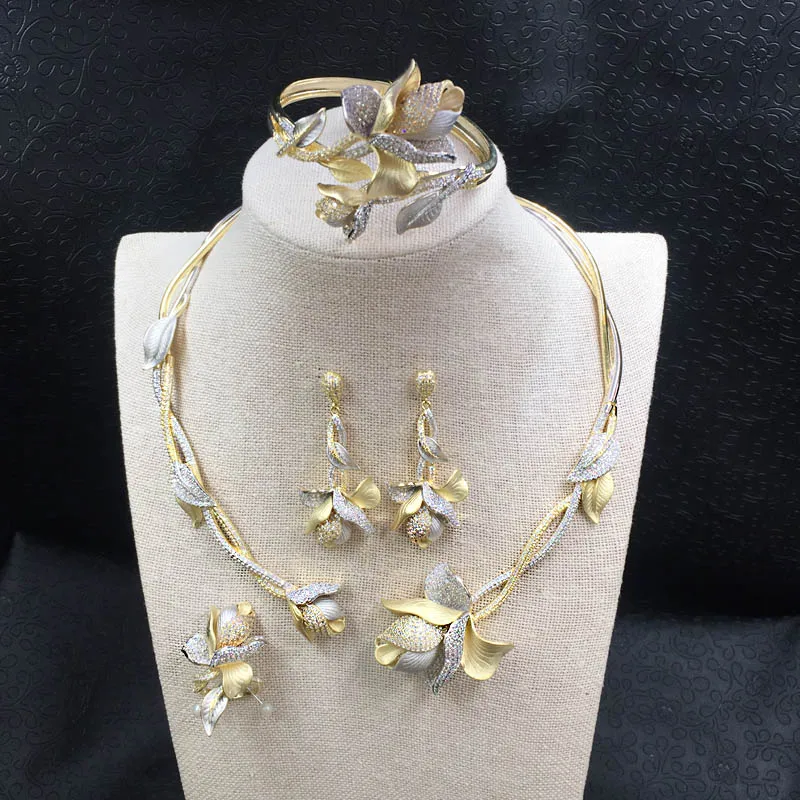 Lanyika ювелирные изделия тихо элегантно бутон розы Цепочки и ожерелья с серьги