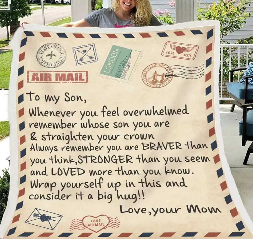 

Throw Blanket - to my son blanket Fleece Throw Blanket,Super Soft Ultra-Soft Micro Fleece Blanket for Bedroom SOFE Couch