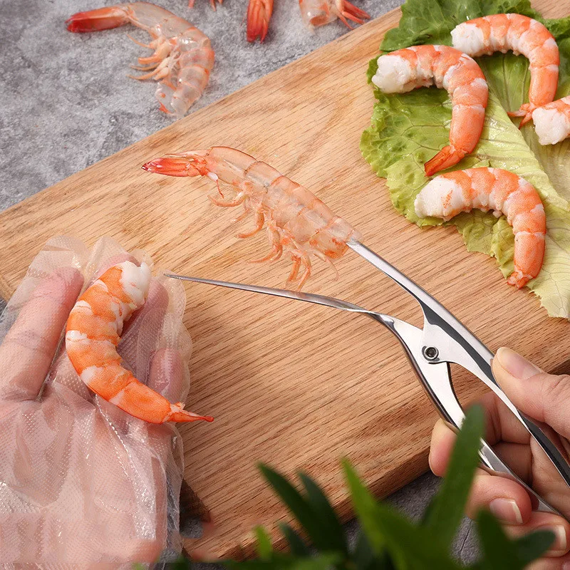 

Stainless Steel Shrimp Peeler Portable Shrimp Line Cutter Shrimps Lobster Line Shell Clean Knifes Kitchen Seafood Accessorie