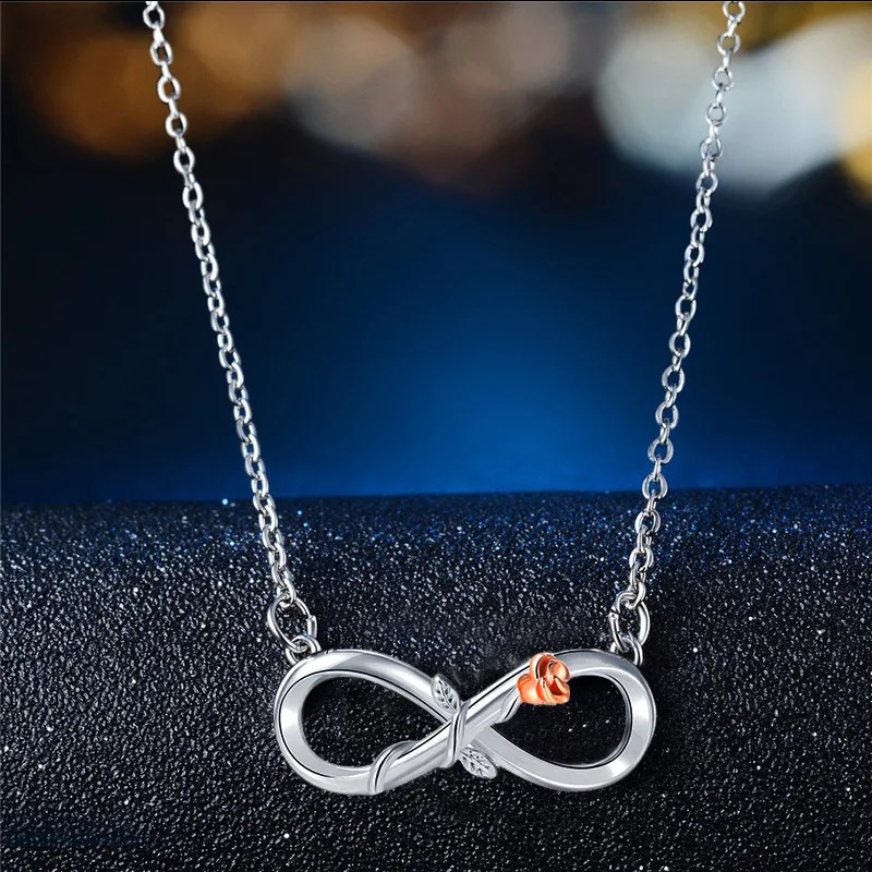 

Personality Infinite 8 Shaped Rose Flower Mom Letter Necklace Women Pendant Clavicle Chain Choker Family Jewelry Gift 2021