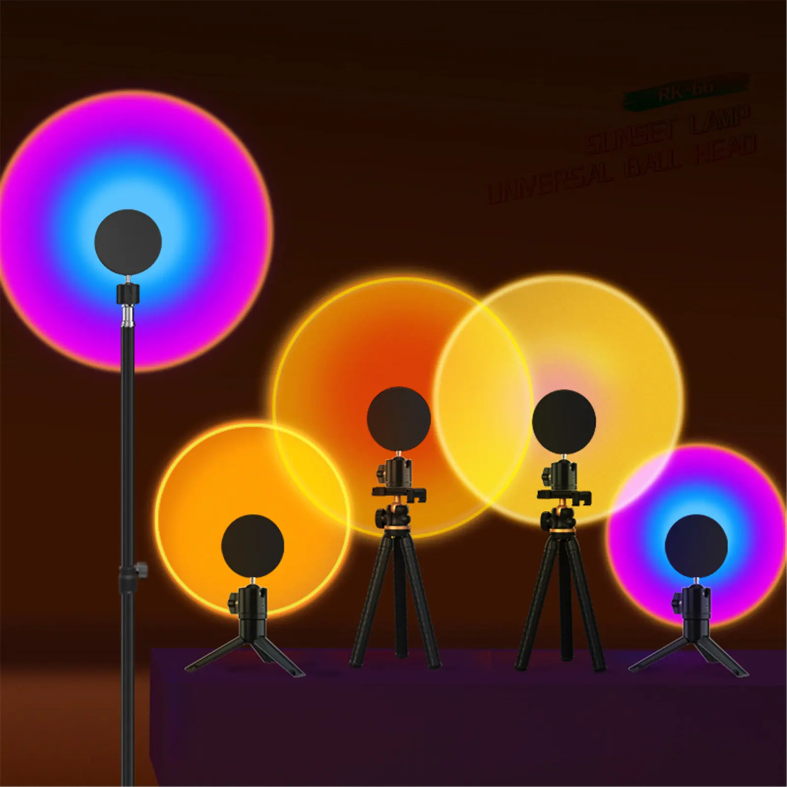 

USB Rainbow Sunset Projector Lighting Led Night Light Sun Projection Desk Lamp For Bedroom Bar Coffee Store Wall Decoration