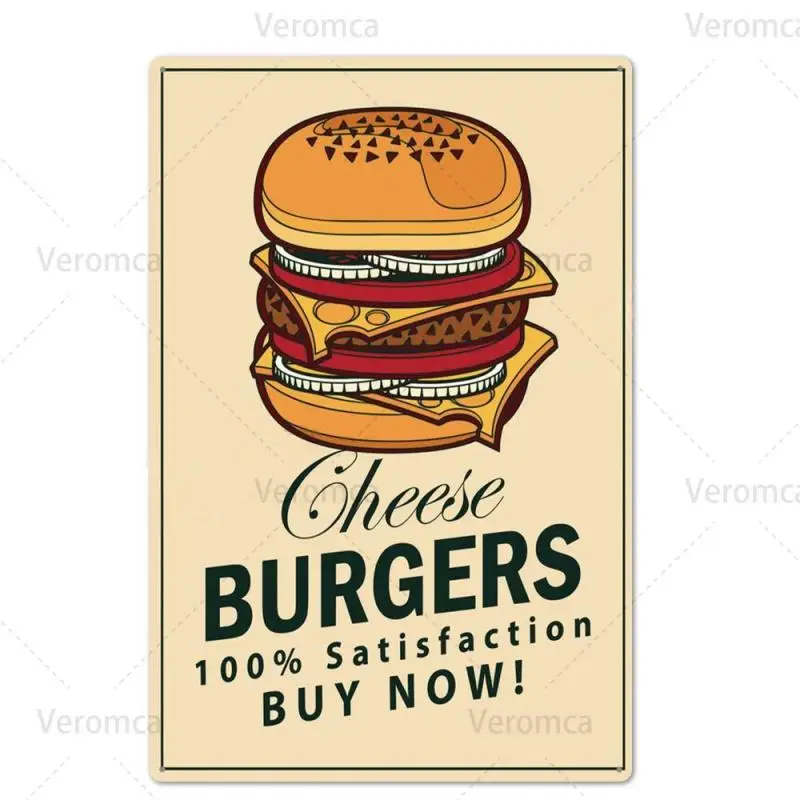 

Hamburger Sign Metal Tin Sign Plaque Metal Wall Decor For Barbecue Bar Pub Kitchen Party Zone Vintage Metal Signs Iron Painting