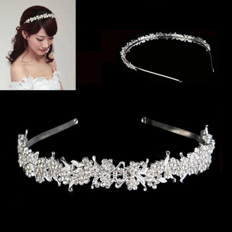 Модные женские ободки диадемы Стразы Украшения для волос Цветы Аксессуары