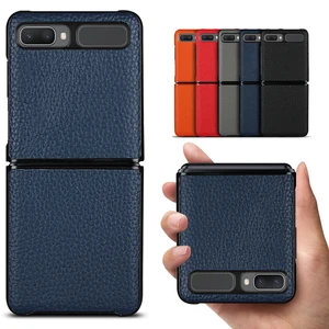 luxury first layer cowhide genuine leather case for samsung galaxy z flip 5g full protection case shockproof foldable cover free global shipping