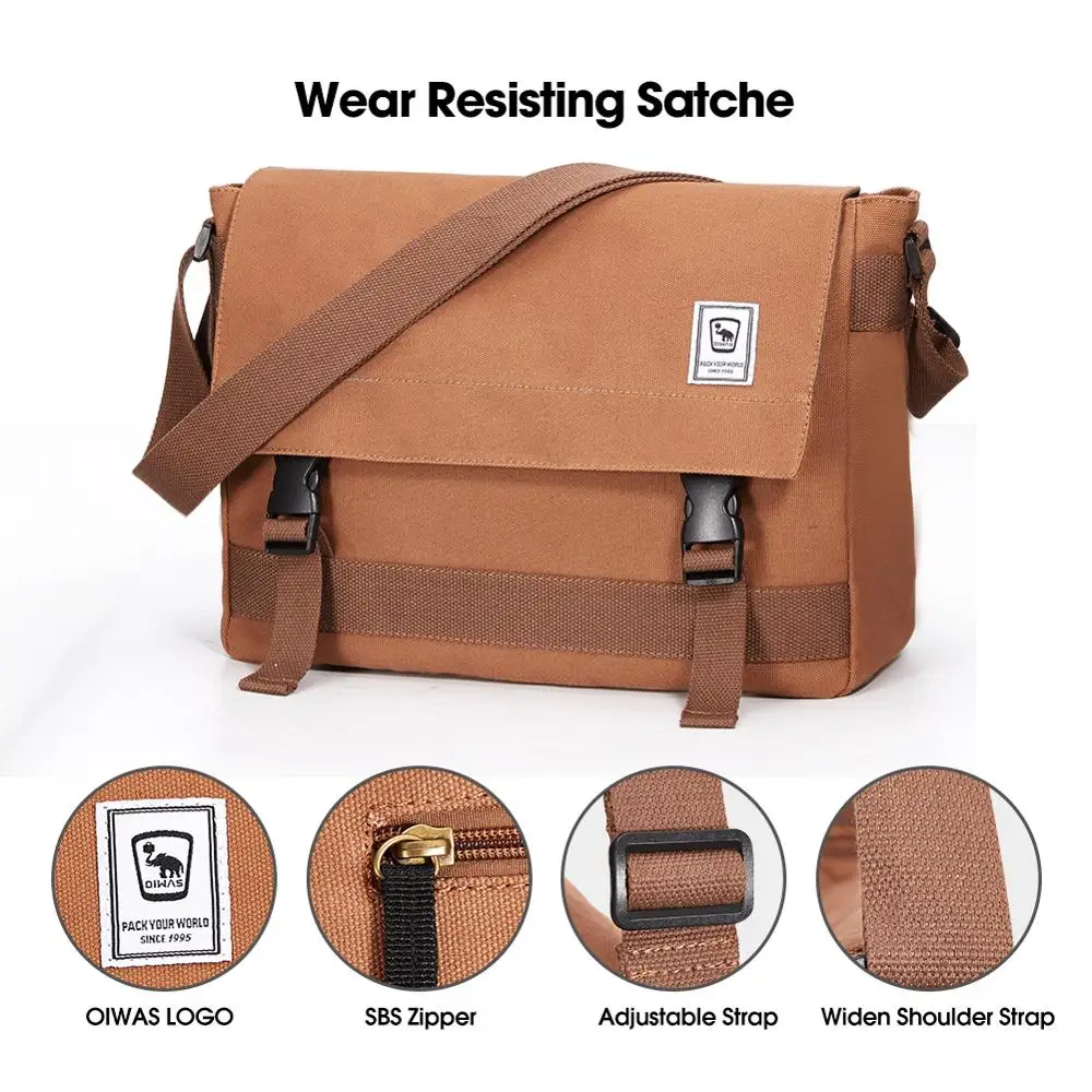 Сумка-мессенджер Oiwas Мужская холщовая для путешествий/активного отдыха/колледжа