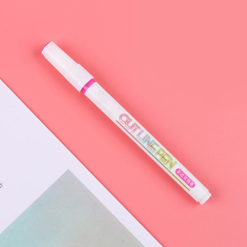 

12pcs/set Metal Paint Marker Pen Diy Album Scrapbooking Outline Marker Glitter for Drawing Painting Doodling School Supplies