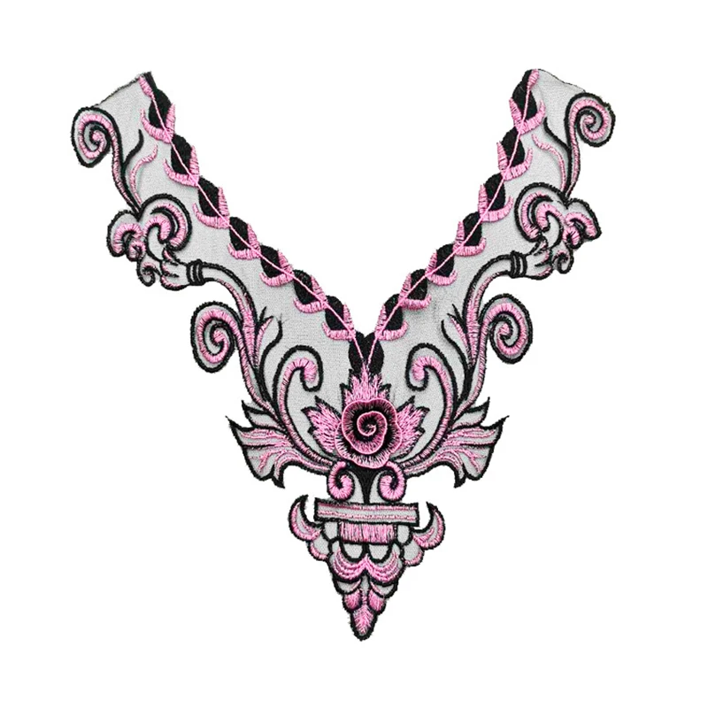 

Fashion Black Fabric Flower Lace Mesh Collar Sewing Craft Neckline Applique Decoration Collar DIY Accessory Cloth Patch Sticker