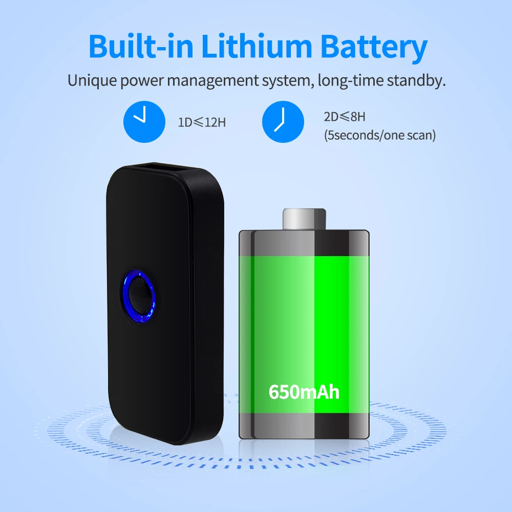 Ручной сканер штрих кода Aibecy 3 в 1 1D/2D/QR считыватель кодов поддержка BT & 2 4G