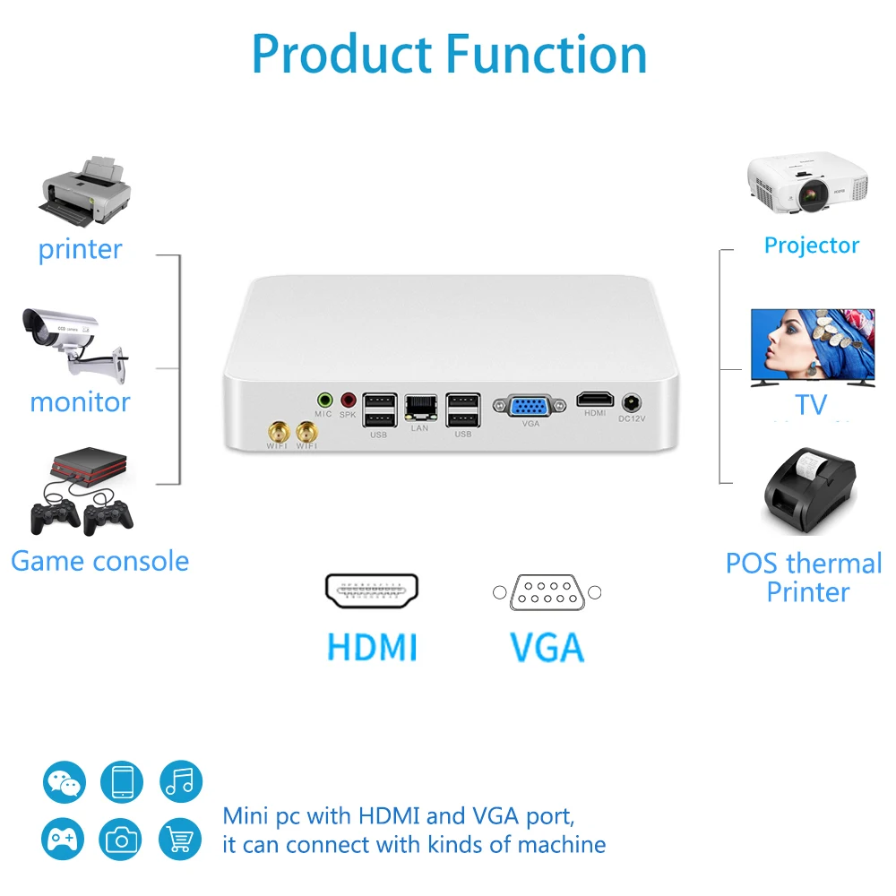 HLY мини ПК HTPC Core i7 4500U i5 3317U 4200U Windows 10 4K кулер вентилятор игровой компьютер HDMI Wifi