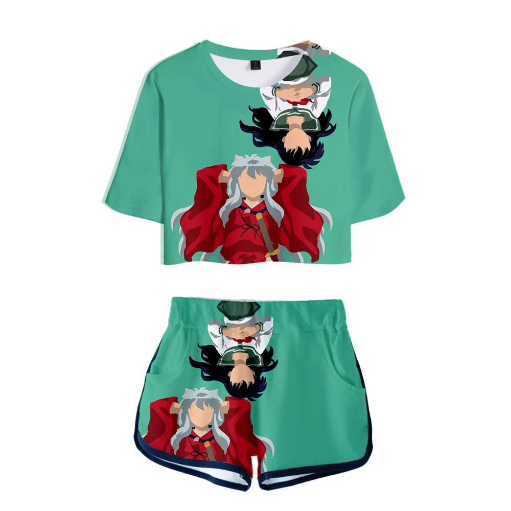 

Japan Anime Inu Yasha Inuyasha 3D Print Ladies Tracksuit Sexy 2 Piece Set Women Top and Shorts Suit Two Piece Outfits Cosplay