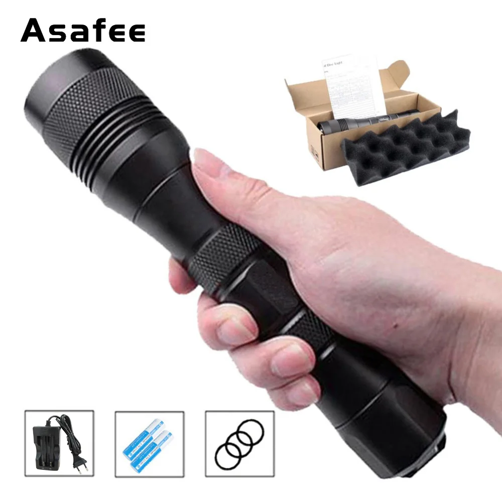 Светодиодный фонарик для дайвинга Asafee портативный CREE XM L2(U4) подводный фонарь 200 м