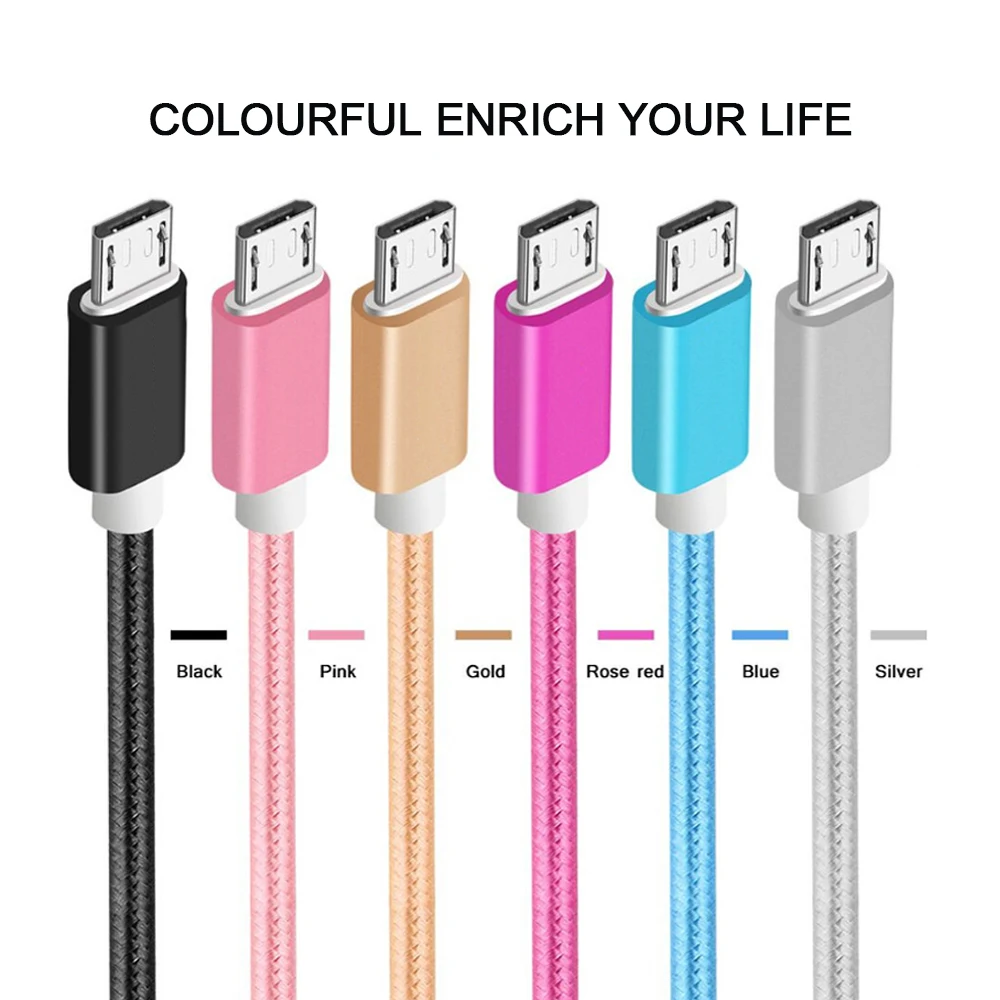 PHOMAX 5Pack Micro USB Cable Nylon Braided 1m/2m/3m Data Sync USB Charger Cable For Samsung huawei xiaomi Android Phone Cables