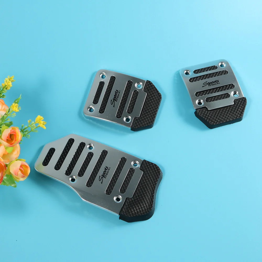 

3pcs General Manual Aluminum Manual Transmission Non-Slip Car Pedal Cover Set Foot Pedals Brake Pads Kit in Color Box (Blue)