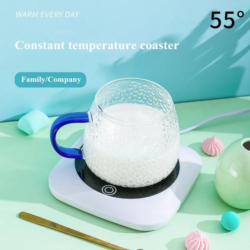 

55 Degree Constant Temperature Coaster Creative Water Cup Heating Pad Mini Silent Warm Coaster Automatic Power-off Universal