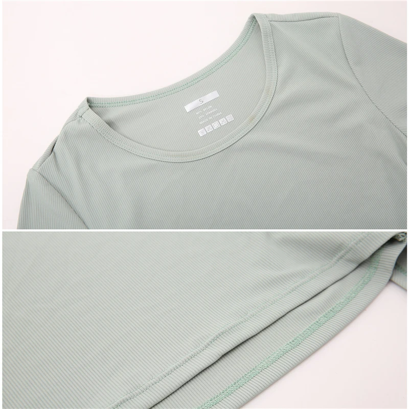

Oyoo Comfortable Haut Femme Sport Top Strappy Fitness Crop Top Sportswear Yoga Blouse Short Sleeve Gym Top Woman T-shirts