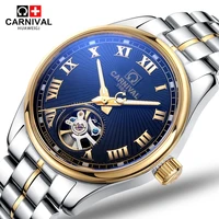 carnival top brand fashion gold automatic watch men luxury waterproof luminous business mechanical wristwatch relogio masculino