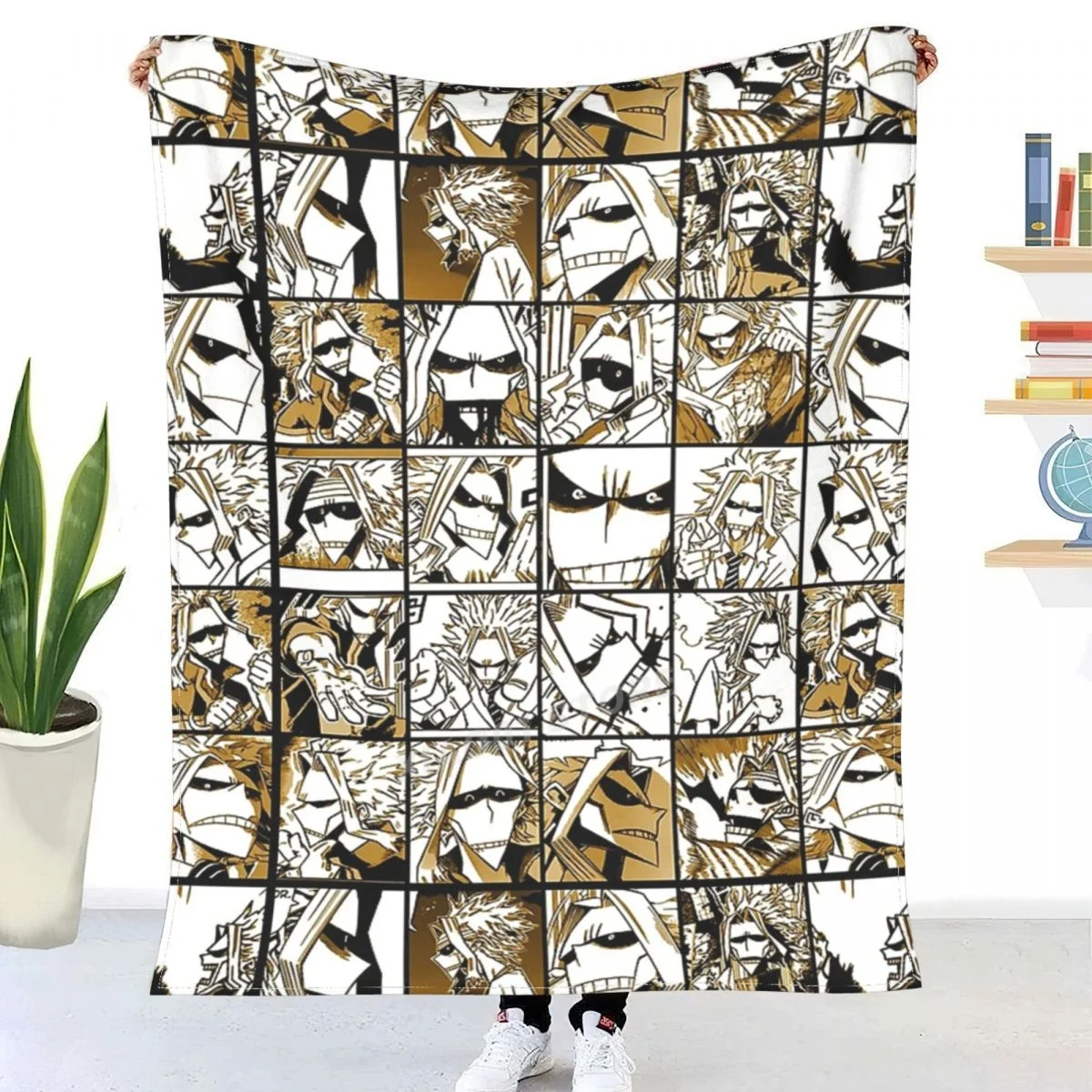 

All Might Skinny Version - My Hero Academia Collage Throw Blanket Sherpa Blanket Bedding soft Blankets