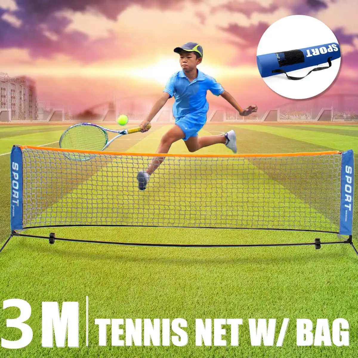 Portable 3 Meter Tennis Net Standard Tennis Net For Match Training Net With Frame Bracket Tennis Racquet Sports Network