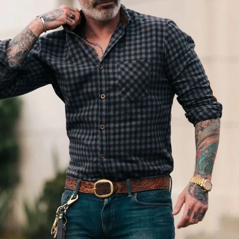 

Business Men Hawaiian Shirt For Lapel Print Button Long Sleeve Tops Casual Fashion Shirts Men Clothing Vacation Shirts