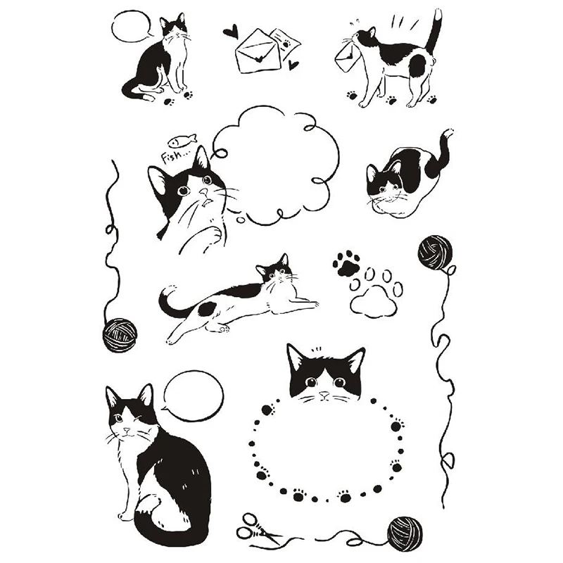 

Fun Cats Clear Stamps Scrapbook Decoration Stamps planner Journal Cat Message Stamps Notebook