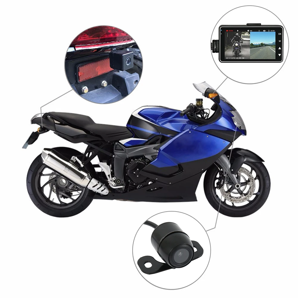 HD Видеорегистраторы для мотоциклов двигатель двойной Камера Dash Cam с Специальная