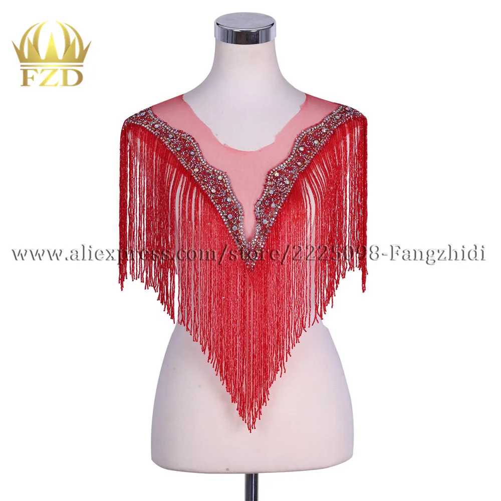 

XFX VENUS 1 Set Handmade beads Fringe patches rhinestones applique crystal mesh elegant shiny bodice decorative diamante strass