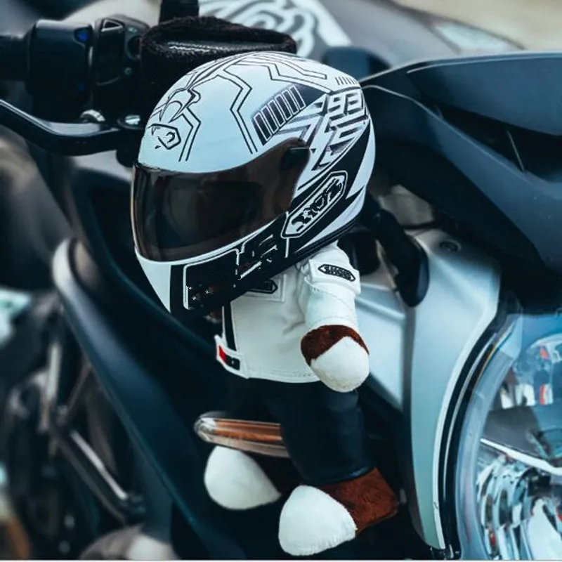 28 см крутой медведь ношение шлем аксессуары для мотоциклов милый плюшевая мягкая