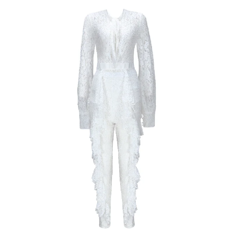 Женский кружевной комбинезон с длинным рукавом Элегантный Привлекательный