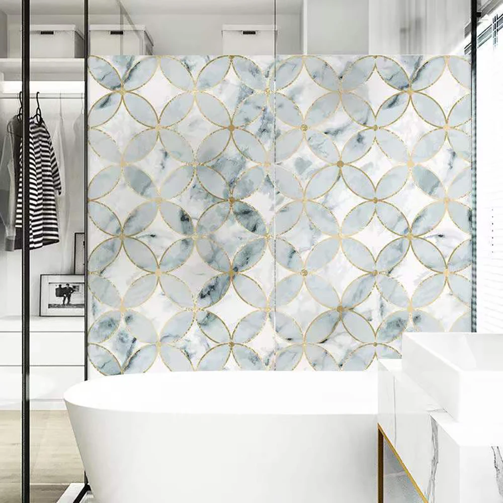 

Window Film Privacy Marble Mosaic Decorative Glass Sticker Sun Protection Heat Control Window Coverings for Homedecor