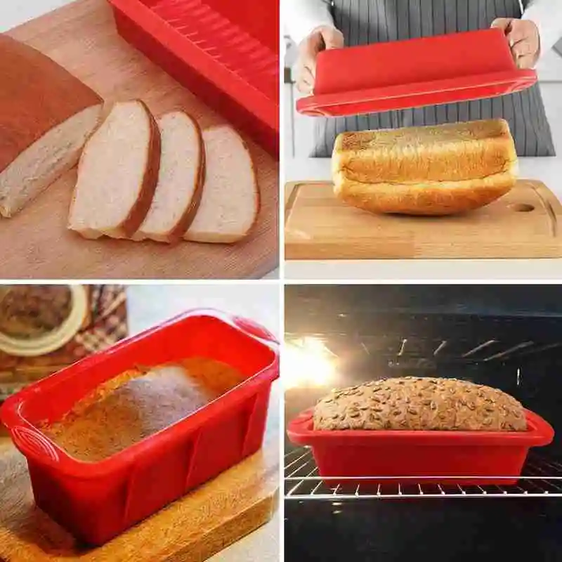 

Bread Mold Silicone Rectangle Loaf Pan Cake Nonstick Home Cake Mold Baking Made D7V5