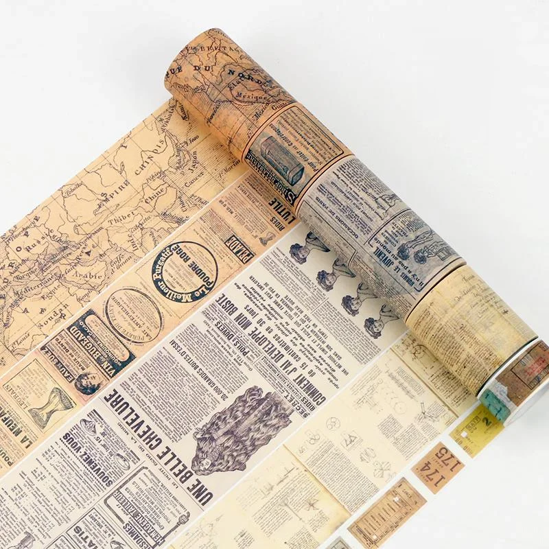 

Vintage Newspaper And Math Theme Wide Washi Tape 100mm*5M