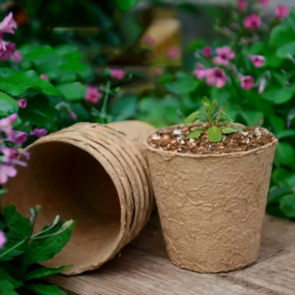 50 Pieces 6cm Round Peat Pots Plant Seedling Starters Cups Nursery Herb Seed Tray Planting Tools Garden Supplies | Дом и сад
