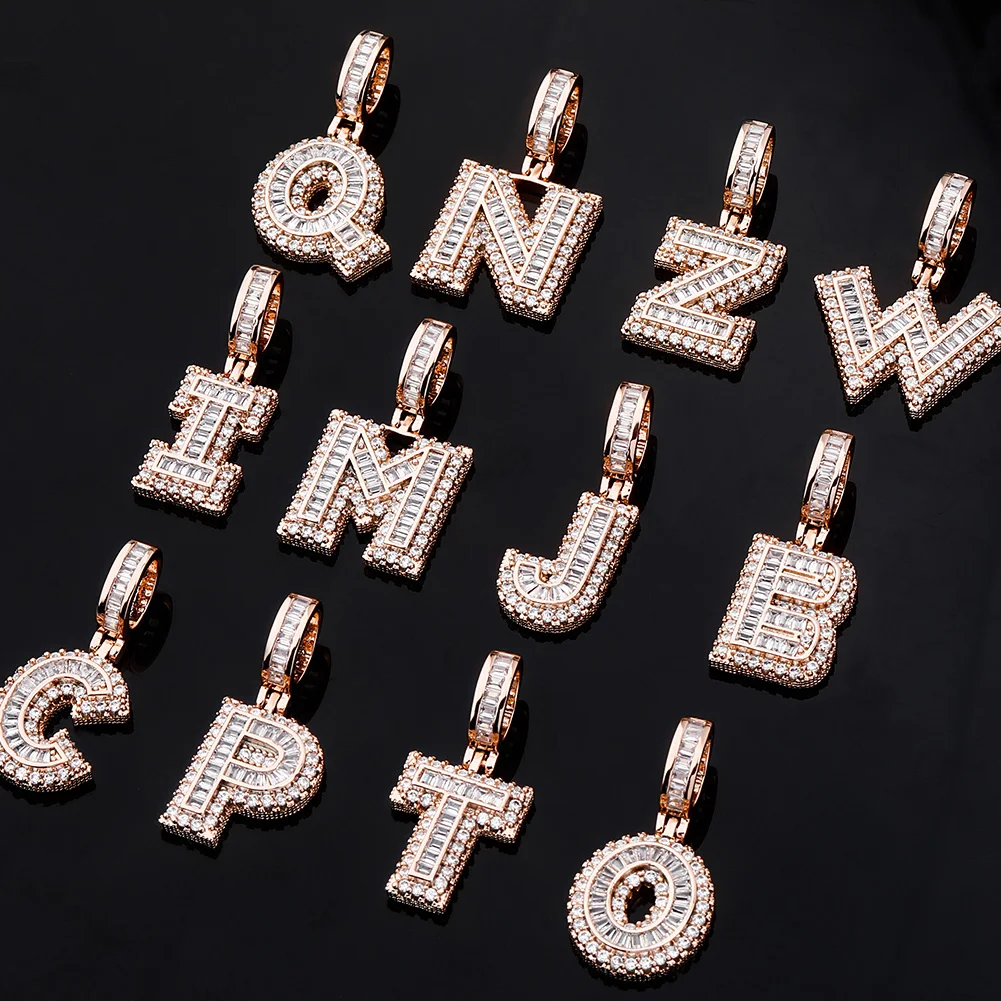 

New Custom Name Iced Out Zirconia Letters Pendant Necklaces Bling Bling Cubic Zirconia Pendant Women Men Fashion Hip Hop Jewelry