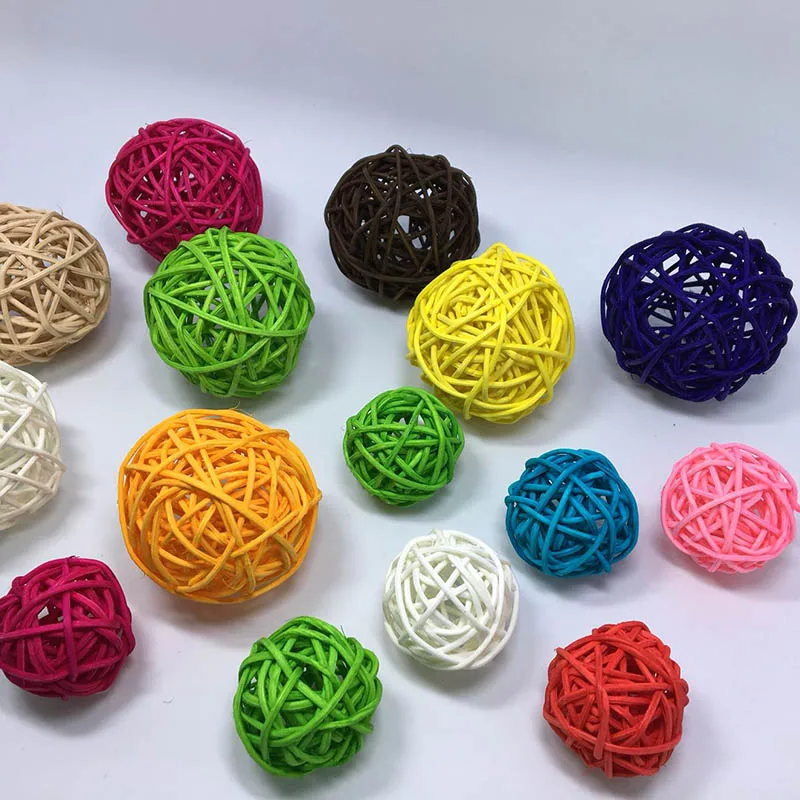 Artificial Straw Balls Round Wedding Party Decoration Birthday Decor Home Garden Supplies 10Pcs Rattan Ball Sepak Takraw | Дом и сад