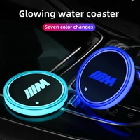 2pcs car 7 colorful intelligent led water cup luminous coaster for bmw m x1 x3 x4 x5 x6 x7 e46 e90 f20 e60 e39 accessories
